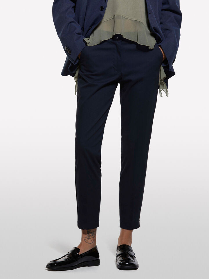 Dark blue slim fit chinos - women's chino trousers - Dark Blue | Sisley image number 3